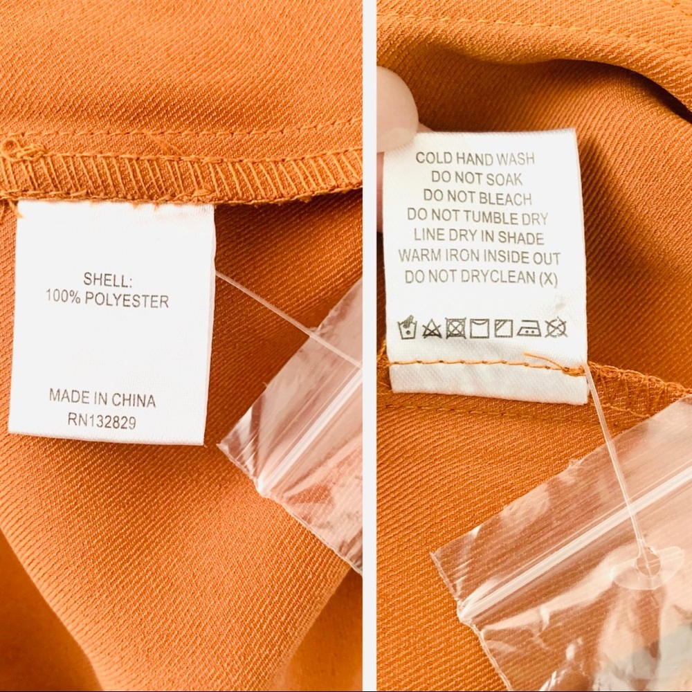 Tularosa Tate Shorts in Rust Burnt Orange High Waist Button Front Silky Shorts - Picture 10 of 15